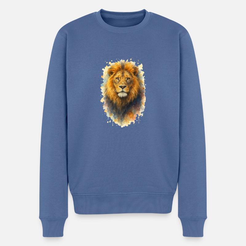 Löwe lion - Männer Premium Bio Pullover - Taubenblau