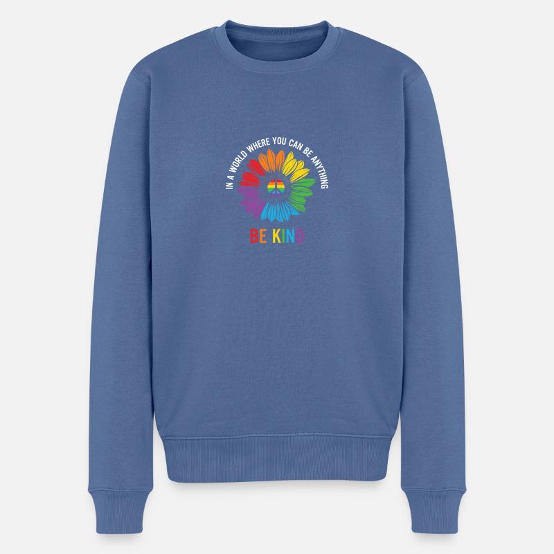 LGBT Design - BE KIND Design - Pull Premium bio Homme - bleu pigeon