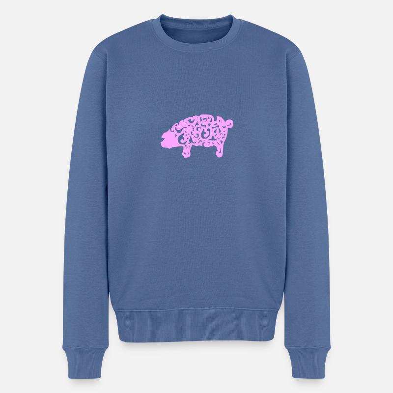 Schwein Muster Schnörkel - Männer Premium Bio Pullover - Taubenblau