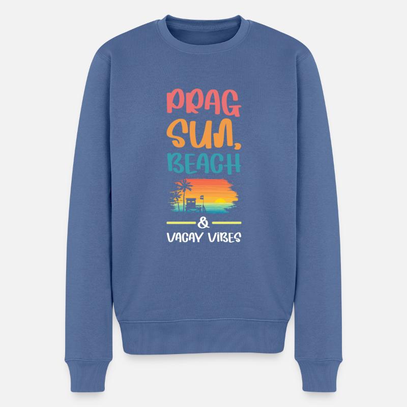 Prag Urlaub Vibes - Männer Premium Bio Pullover - Taubenblau
