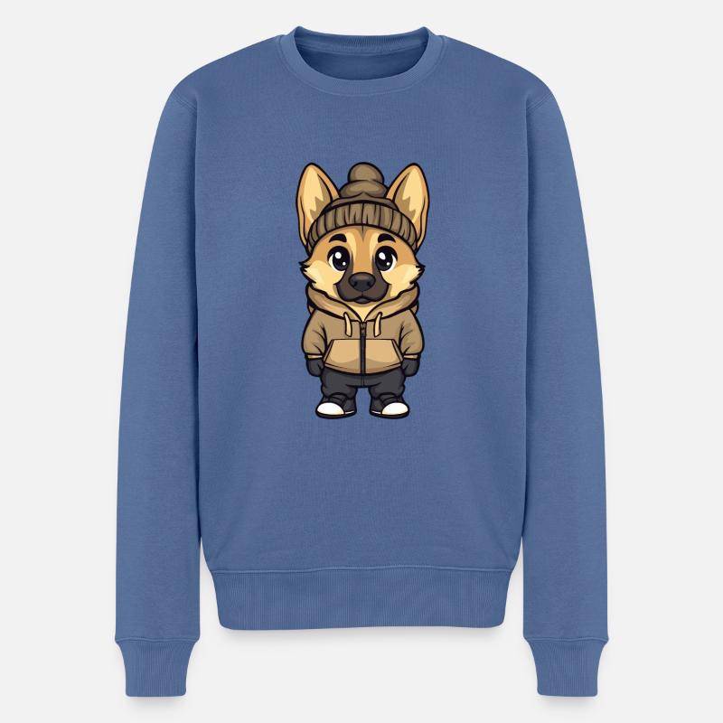 Schäferhund Hund Stylisch - Männer Premium Bio Pullover - Taubenblau