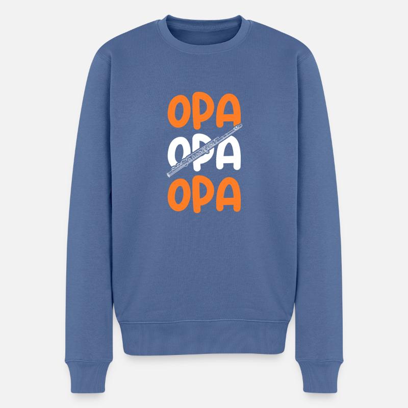 Flötist Opa Querflöte - Männer Premium Bio Pullover - Taubenblau