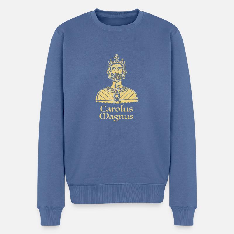 Carlous Magnus Emperor - Männer Premium Bio Pullover - Taubenblau
