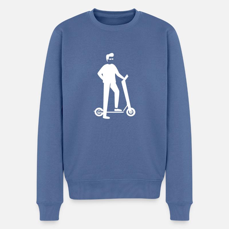 E-Scooter E-Roller Scooter - Männer Premium Bio Pullover - Taubenblau