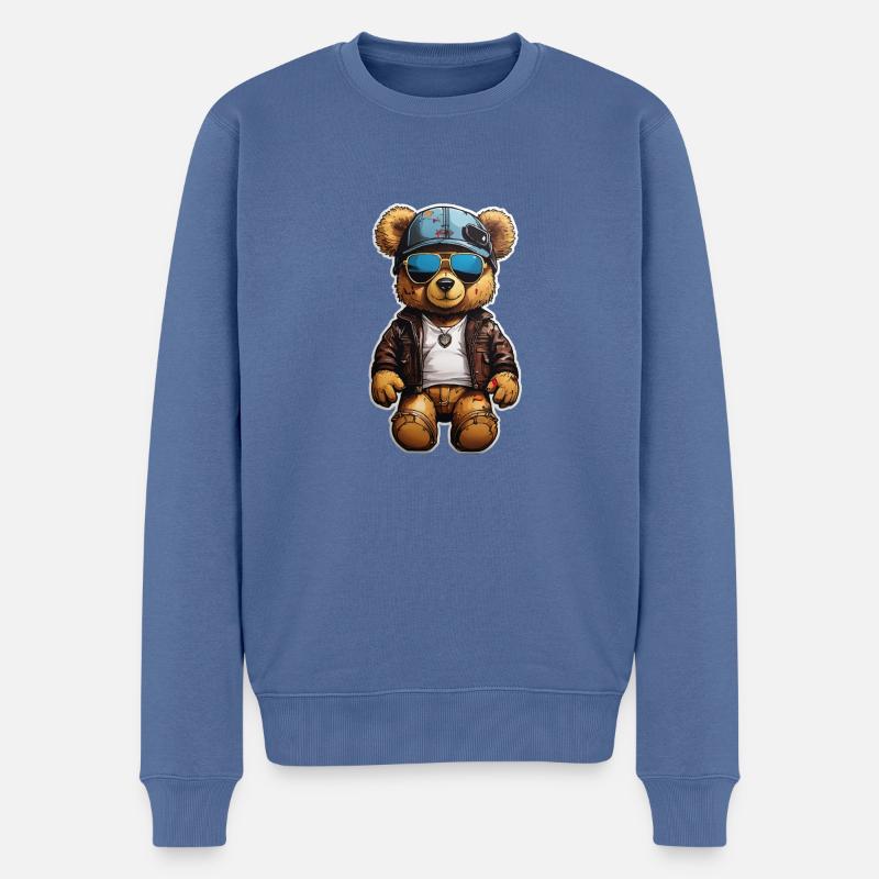 Teddybär Rapper Ganster - Männer Premium Bio Pullover - Taubenblau