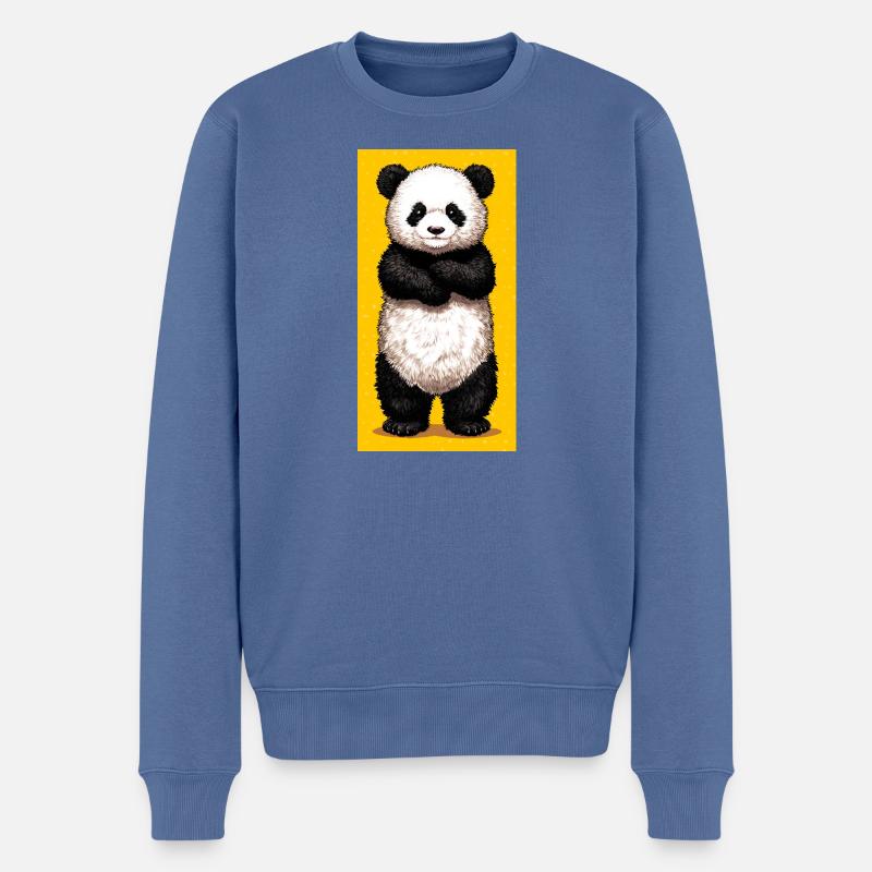 Panda - Männer Premium Bio Pullover - Taubenblau
