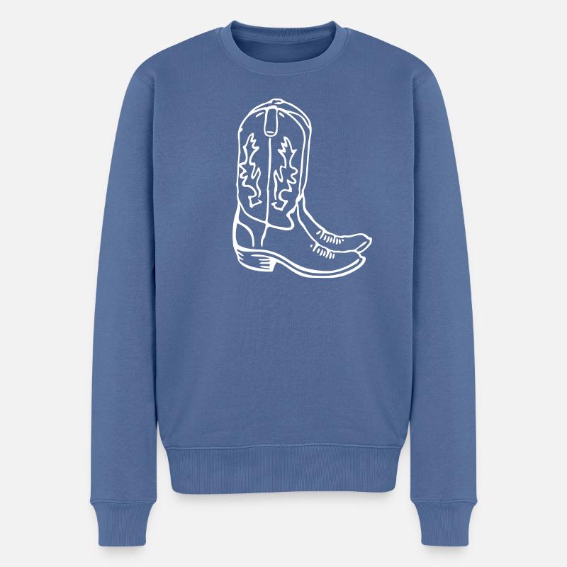 Cowboystiefel - Männer Premium Bio Pullover - Taubenblau