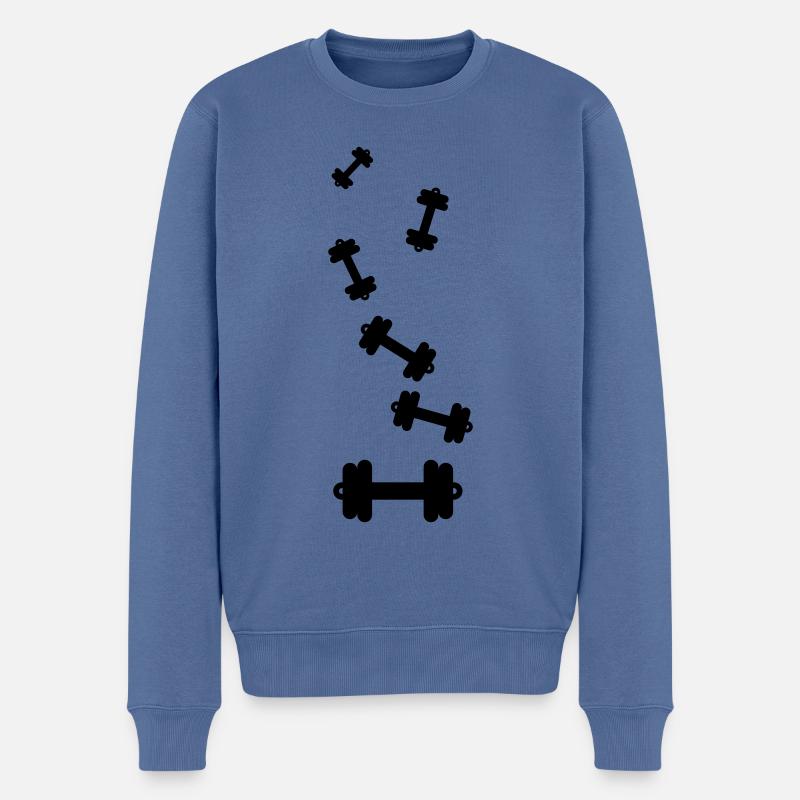 Icône de poids d’haltères - Pull Premium bio Homme - bleu pigeon