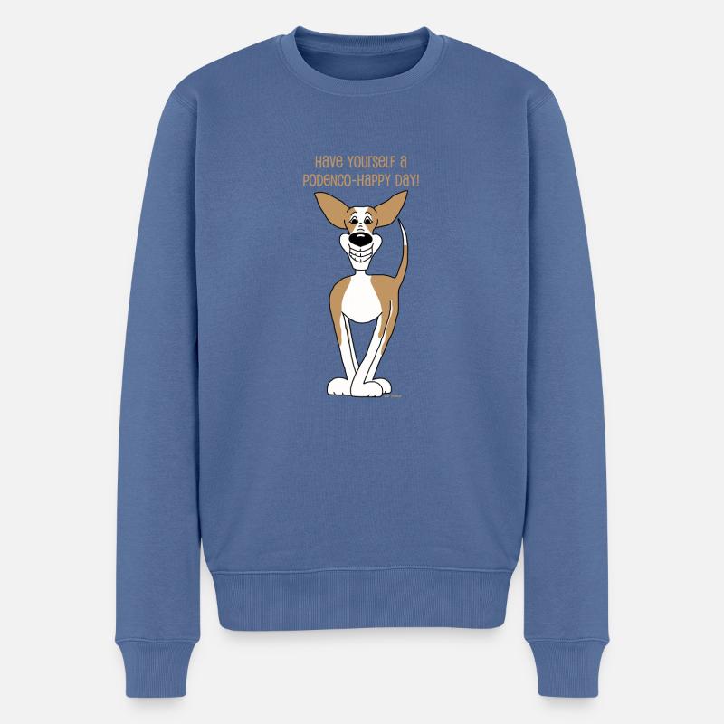 Podenco Smile - Männer Premium Bio Pullover - Taubenblau