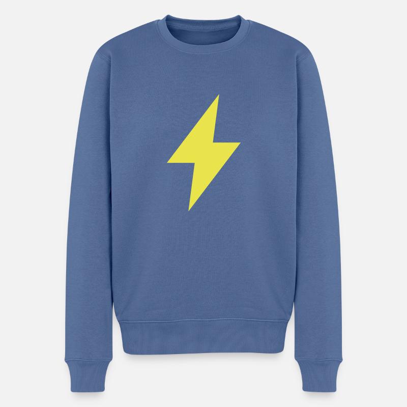 Blitz Symbol - Thunder - Flash - Männer Premium Bio Pullover - Taubenblau