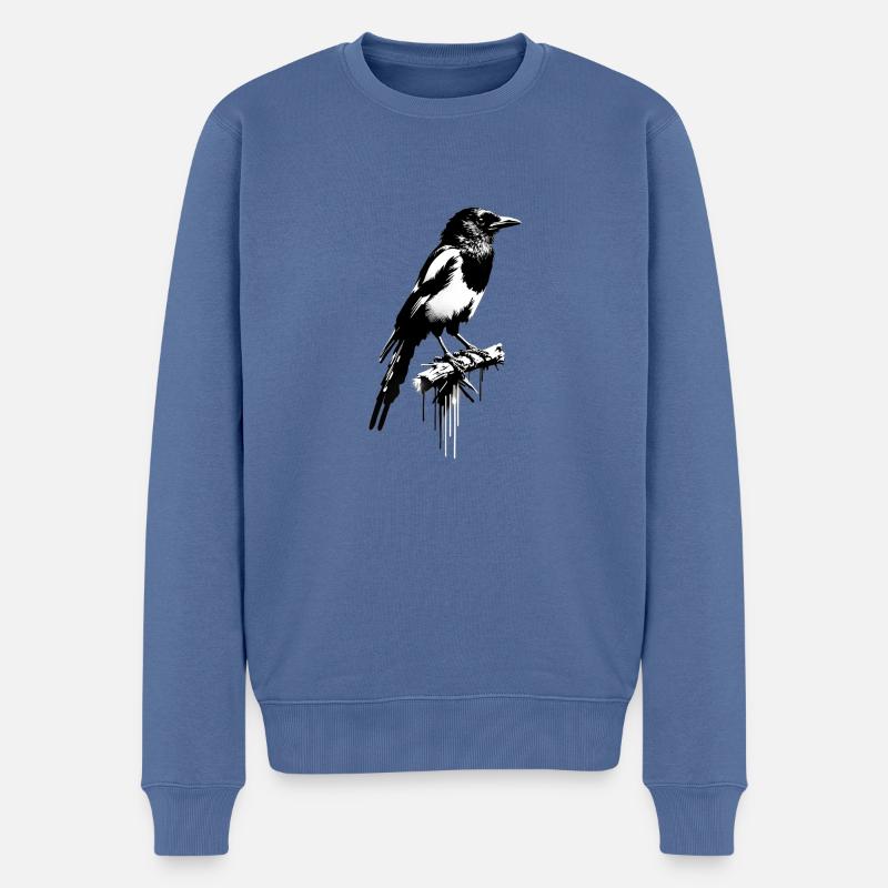 Voleur de pie Street Art - Pull Premium bio Homme - bleu pigeon