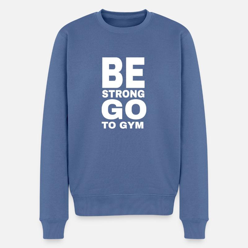 be Strong - Männer Premium Bio Pullover - Taubenblau