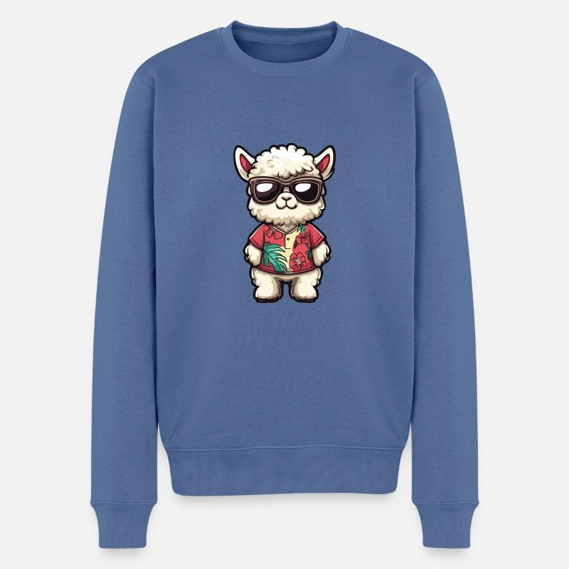 Alpaka Llama Cool Sommer - Männer Premium Bio Pullover - Taubenblau