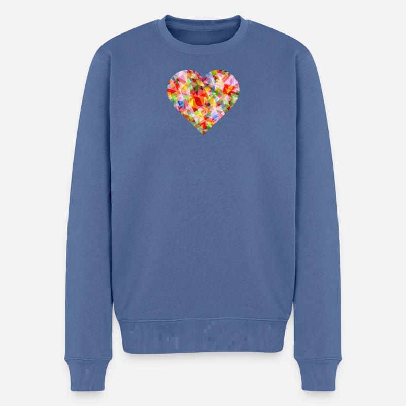 NEU – Abstraktes, lebendiges Herzdesign! - Männer Premium Bio Pullover - Taubenblau