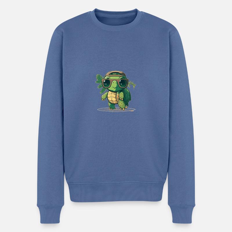 Cute Turtle1 - Männer Premium Bio Pullover - Taubenblau