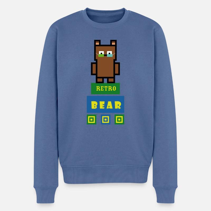 Ours brun dans le rétrostyle - Pull Premium bio Homme - bleu pigeon