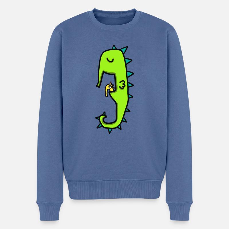 Seepferdchen mit Baby - Männer Premium Bio Pullover - Taubenblau