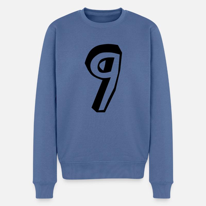 Zahl Neun - Männer Premium Bio Pullover - Taubenblau