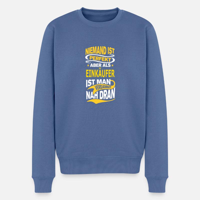 EINKÄUFER - Männer Premium Bio Pullover - Taubenblau