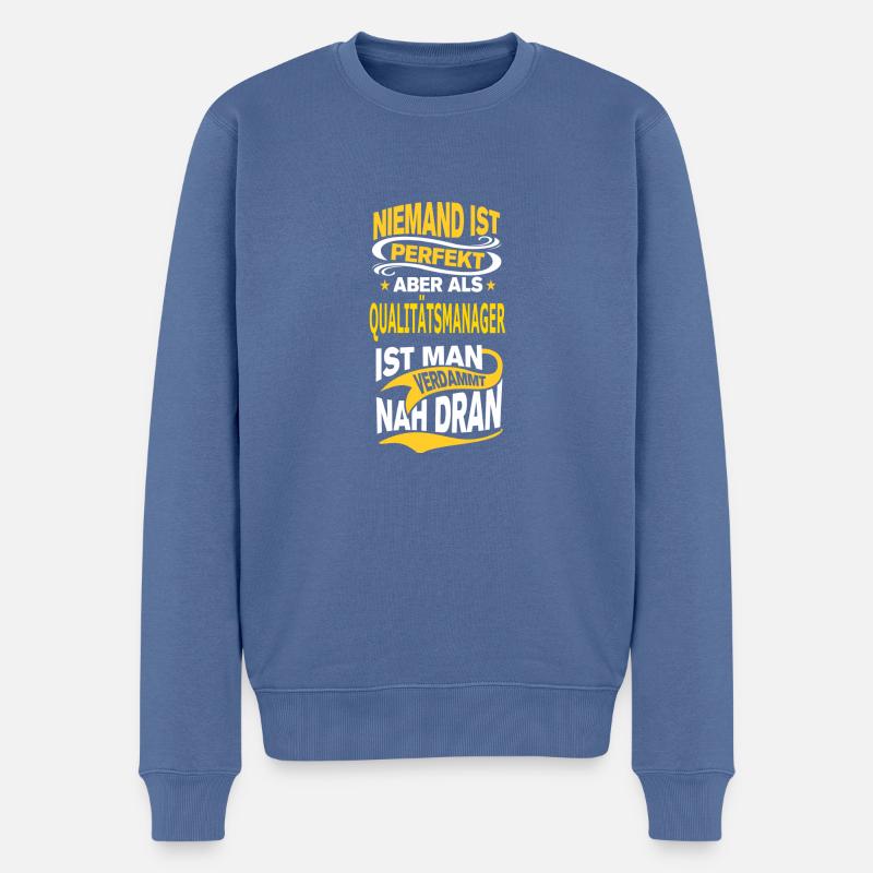 QUALITÄTSMANAGER - Männer Premium Bio Pullover - Taubenblau