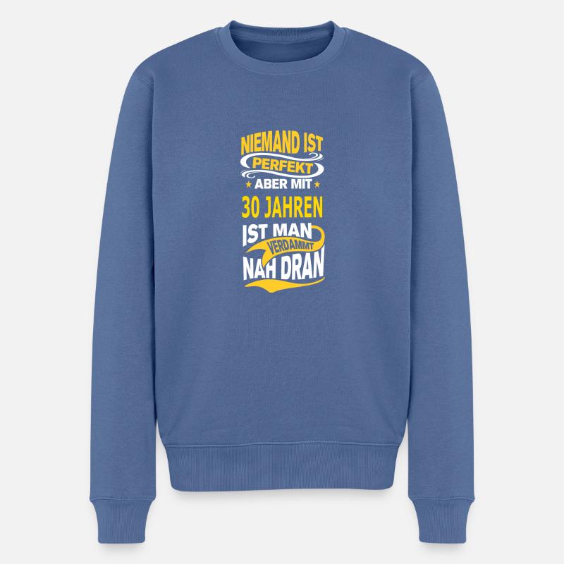 30 JAHREN - Männer Premium Bio Pullover - Taubenblau
