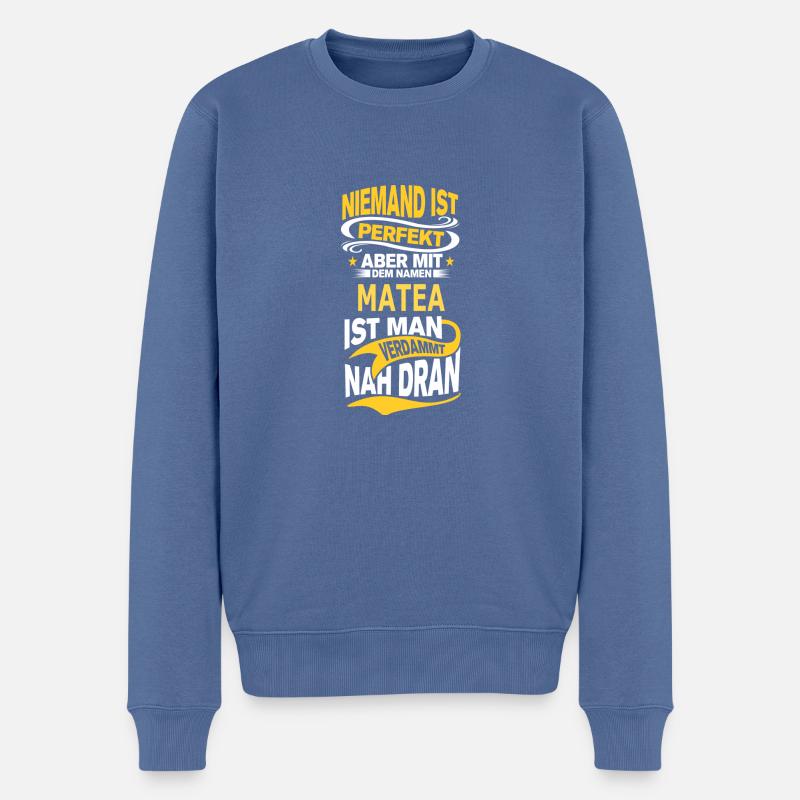 MATEA - Männer Premium Bio Pullover - Taubenblau