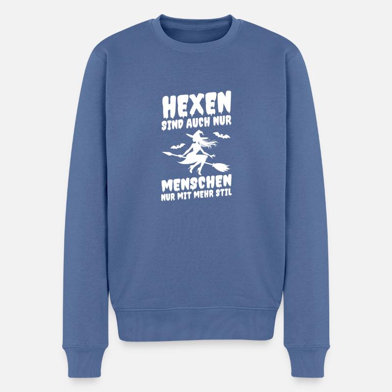 Hexe Hexenbesen Hexenkostüm Halloween - Männer Premium Bio Pullover - Taubenblau