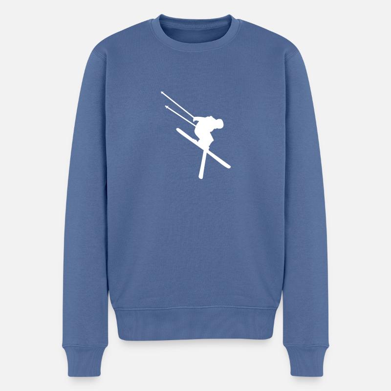 Skiing Ski - Männer Premium Bio Pullover - Taubenblau