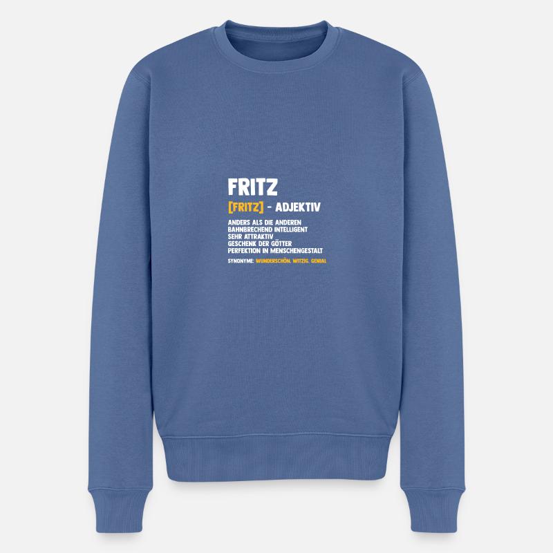 Fritz - Männer Premium Bio Pullover - Taubenblau