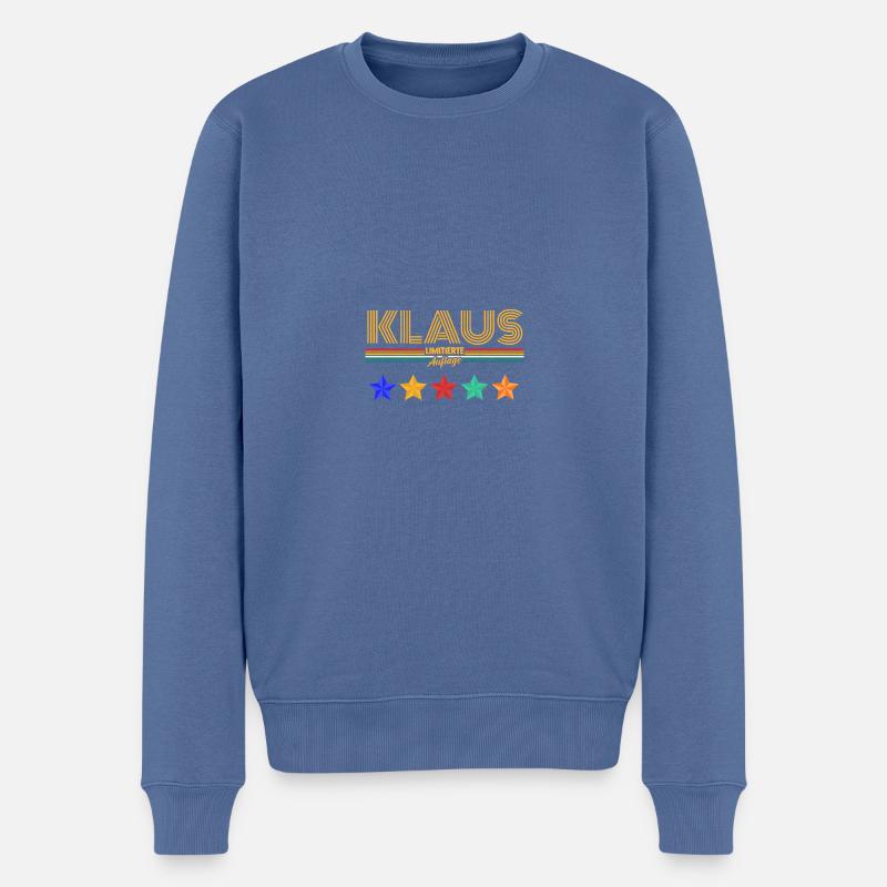 Klaus - Männer Premium Bio Pullover - Taubenblau