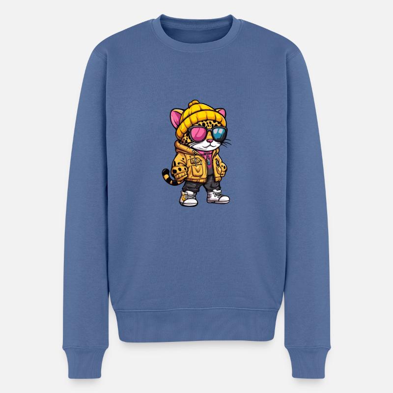 L’hiver léopard - Pull Premium bio Homme - bleu pigeon