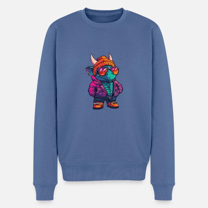Dinosaurier triceratops Winter Comic - Männer Premium Bio Pullover - Taubenblau