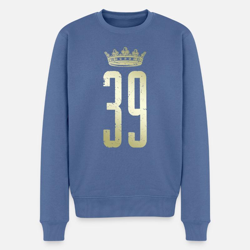 39 couronne numérique - Pull Premium bio Homme - bleu pigeon
