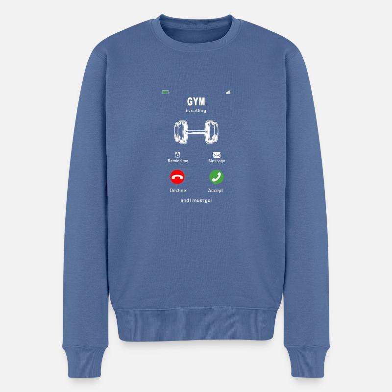 Gym is calling - Männer Premium Bio Pullover - Taubenblau