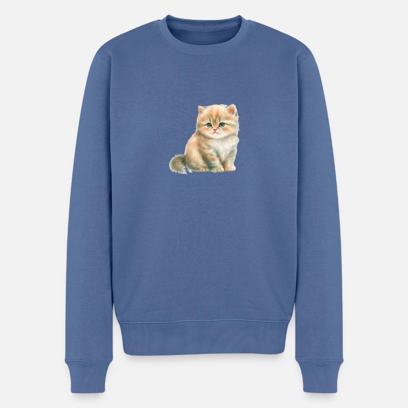 Katze Pastell Niedlich - Männer Premium Bio Pullover - Taubenblau
