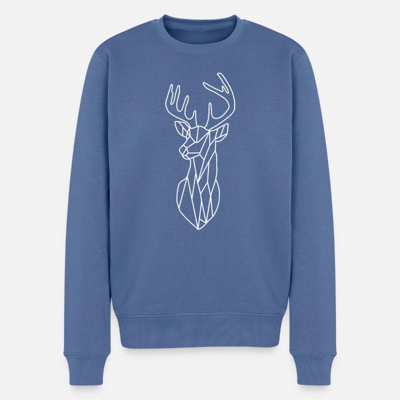 Reh Geweih Geometrisch - Männer Premium Bio Pullover - Taubenblau
