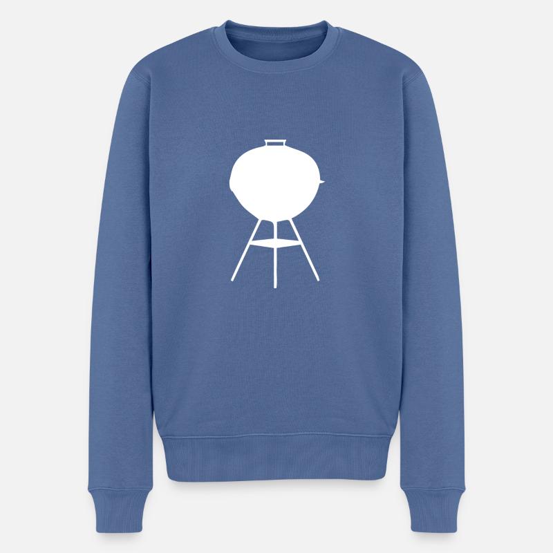 BBQ Grill KOHLE GRILLER - Männer Premium Bio Pullover - Taubenblau
