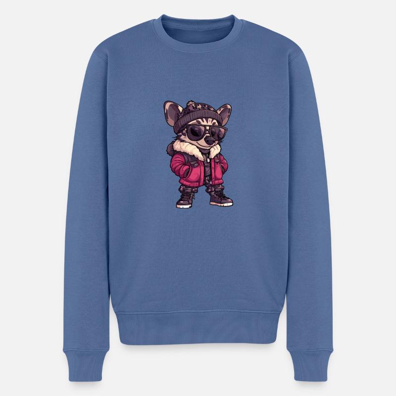 Hyäne Winter - Männer Premium Bio Pullover - Taubenblau