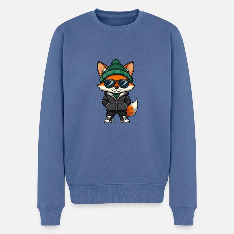 Fuchs Winter Comic - Männer Premium Bio Pullover - Taubenblau