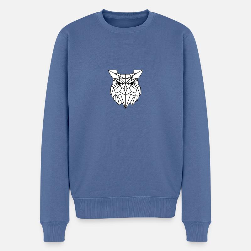 Schlichtes Eulen Design - Männer Premium Bio Pullover - Taubenblau