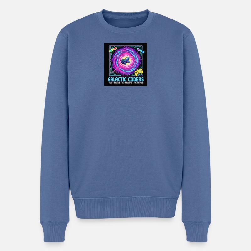 Galaktische Coders Neon Pixel - Männer Premium Bio Pullover - Taubenblau