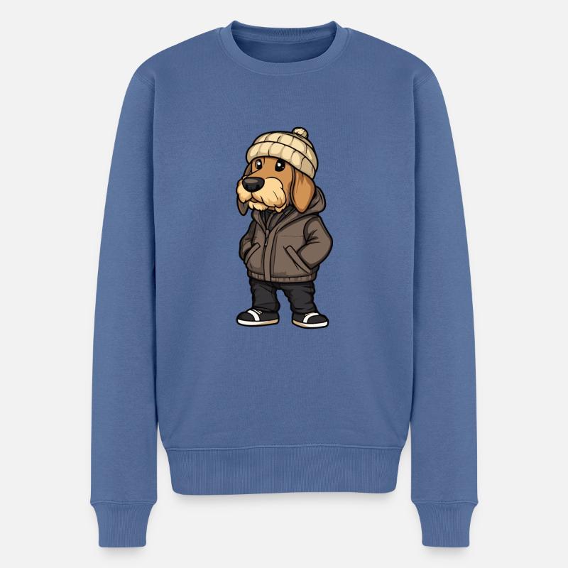 Chien de chasse afghan élégant - Pull Premium bio Homme - bleu pigeon