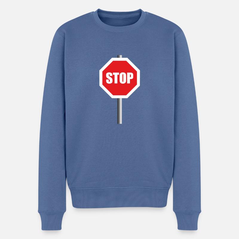 Stopschild - Männer Premium Bio Pullover - Taubenblau