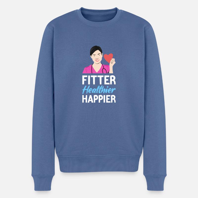 fitter healthier happier - Männer Premium Bio Pullover - Taubenblau
