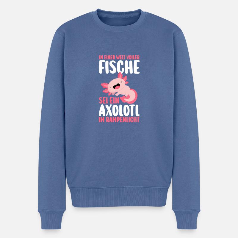 Axolotl - Männer Premium Bio Pullover - Taubenblau