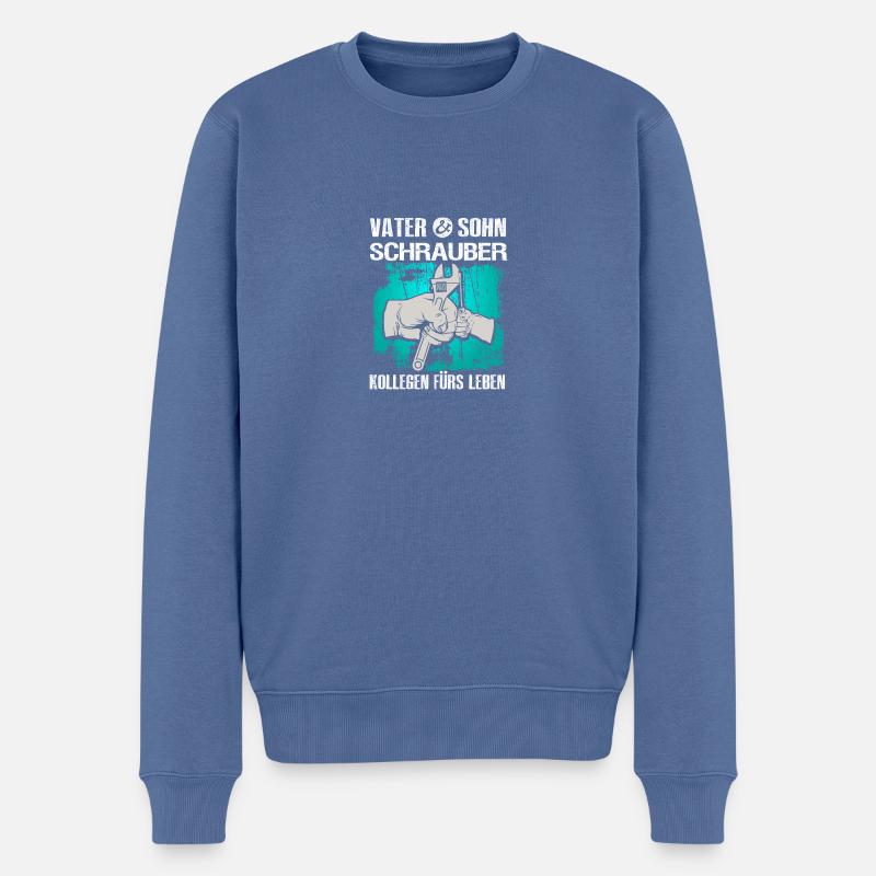 Mechaniker - Vater und Sohn Schrauber - Männer Premium Bio Pullover - Taubenblau