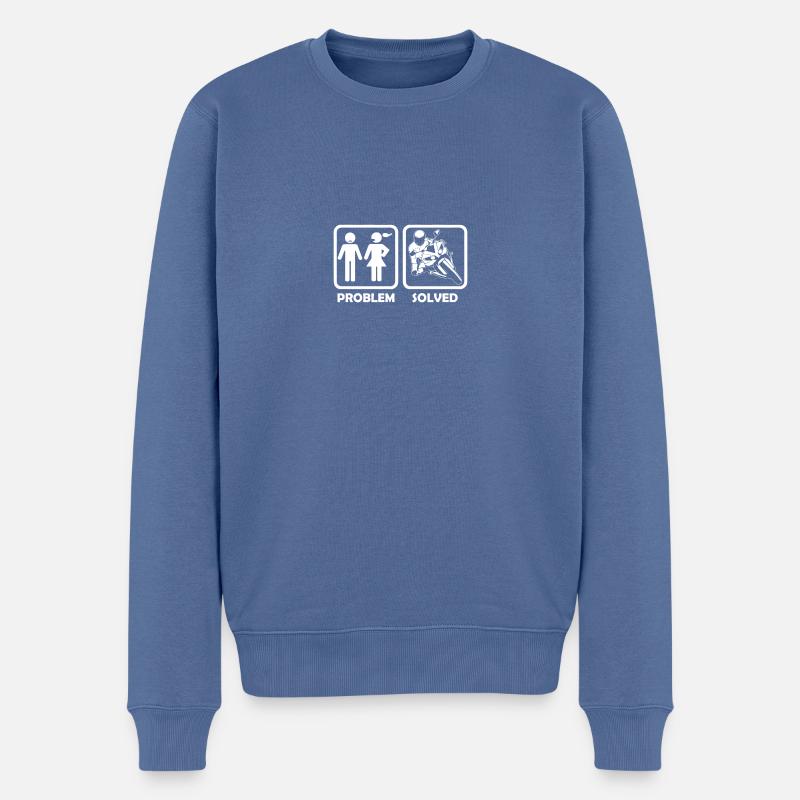 motorcycle superbike problem solution - Männer Premium Bio Pullover - Taubenblau