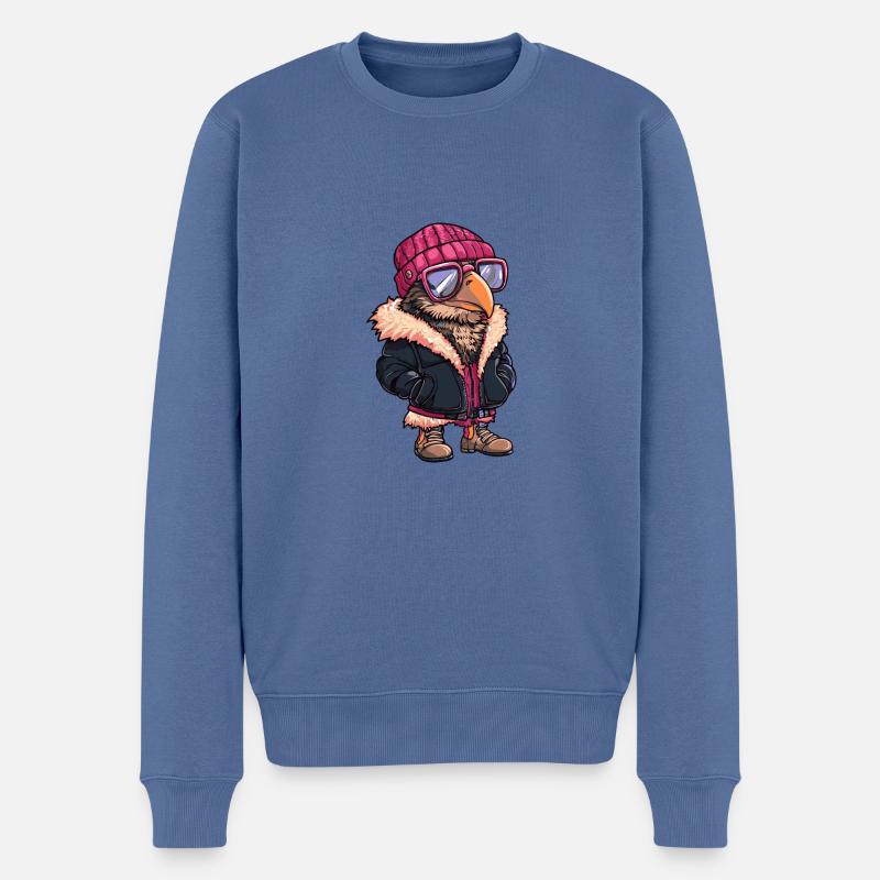 Harpyie Vogel Winter Comic - Männer Premium Bio Pullover - Taubenblau