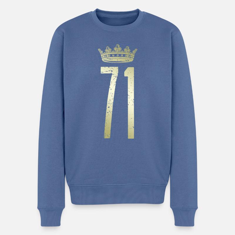 71 Nummer Krone - Männer Premium Bio Pullover - Taubenblau