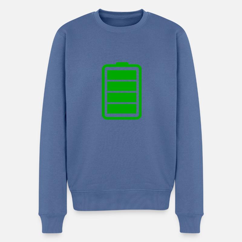 Voller Akku - Männer Premium Bio Pullover - Taubenblau